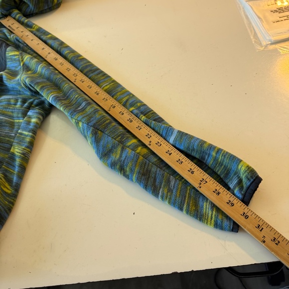 Mountain Hardwear Light Blue & Yellow Dyed Hooded 1/4 Button Sweater Women LARGE - Picture 6 of 8